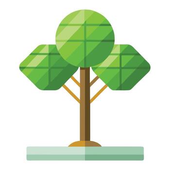 Vibrant Flat Tree with a Brightly Colored Solar Panel Canopy in a High-Tech Setting vector