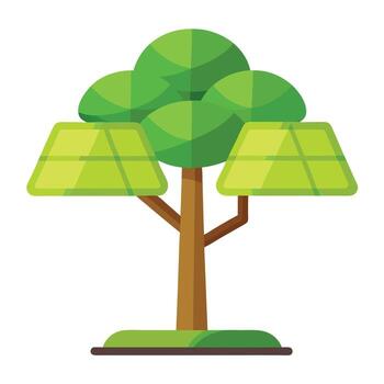 Flat Tree with a Solar Panel Canopy in a Futuristic Setting vector