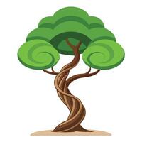 Intricate Flat Tree with a Delicate Spiral Canopy in a Fantasy Setting vector
