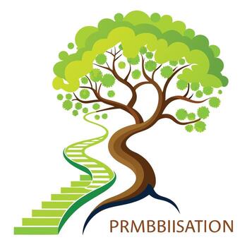 vibrante plano árbol con un brillantemente de colores espiral escalera maletero en un alta tecnología ajuste vector