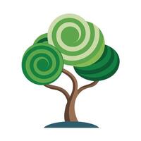 Flat Tree with a Spiral Canopy in a Whimsical Setting vector