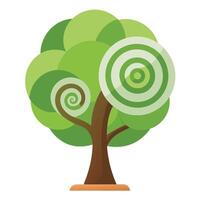 Intricate Flat Tree with a Delicate Spiral Trunk and Circular Canopy in a Fantasy Setting vector