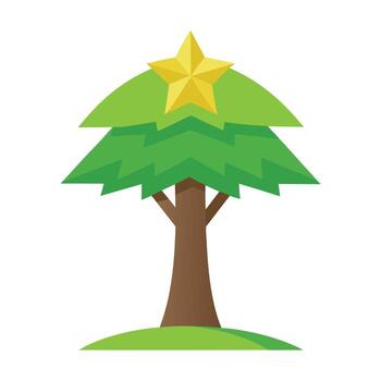 vibrante plano árbol con un brillantemente de colores en forma de estrella pabellón en un alta tecnología ajuste vector