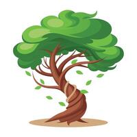 Intricate Flat Tree with a Delicate Swirling Tornado Trunk in a Fantasy Setting vector