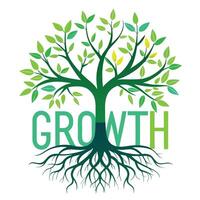 Botanical Flat Tree with a Green Tangle of Roots Trunk in a Natural Setting vector