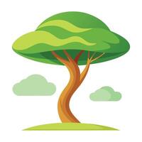 Flat Tree with a Tornado-Shaped Canopy in a Whimsical Setting vector