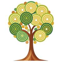 Intricate Flat Tree with Delicate Leaves and Trunk in a Fantasy Setting and isolated background vector