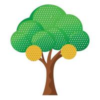 Flat Tree with Modern Leaves and Trunk in a Futuristic Setting Isolated with a white Background vector