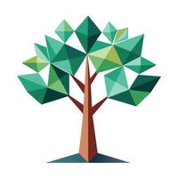 Beautiful Flat Tree with Abstract Geometric Shaped Trunk and Green Leaves vector