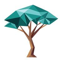Detailed Illustration of a Flat Tree with Abstract Polygon Canopy Generate a Flat Style with White Petals and Long Stems vector