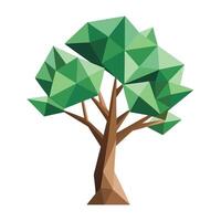 Flat Tree with Abstract Polygonal Leaves Generate a Flat Style with Pink Flowers and Green Leaves in a Garden Setting vector