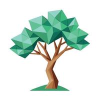 Beautiful Flat Tree with Abstract Polygonal Leaves Generate a Flat Style and Green Leaves vector