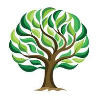 Detailed Illustration of a Flat Tree with Abstract Swirls and Wave Patterns and White Petals and Long Stems vector