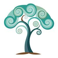 Beautiful Flat Tree with Abstract Swirls for the Canopy Generate a Flat Style and Green Leaves vector