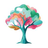 Beautiful Flat Tree with Abstract Watercolor Effect Generate a Flat Style and Green Leaves vector