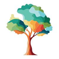 Detailed Illustration of a Flat Tree with Abstract Watercolor Effect Generate a Flat Style with White Petals and Long Stems vector