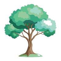 Flat Tree with Abstract Watercolor Effect in a Whimsical Setting vector