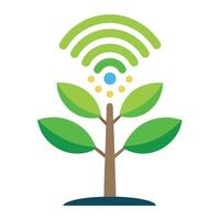 Flat Tree with Abstract Wi-Fi Signal Leaves in a Whimsical Setting vector