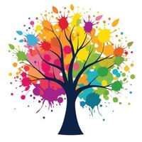 Beautiful Flat Tree with an Explosion of Colorful Ink Splash for a Vibrant and Dynamic Design vector