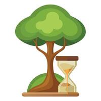 Beautiful Flat Tree with an Hourglass Trunk Symbolizing Time and Patience vector
