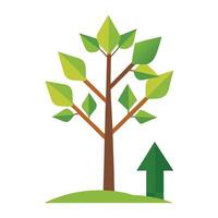 Vibrant Flat Tree with Brightly Colored Arrow-Shaped Leaves in a High-Tech Setting vector