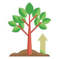 Botanical Flat Tree with Green Arrow-Shaped Leaves in a Natural Setting vector