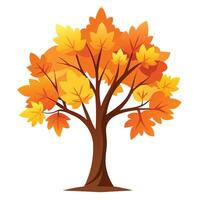 Vibrant Flat Tree with Brightly Colored Autumn Maple Leaf Gradient in a High-Tech Setting vector