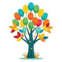 Vibrant Flat Tree with Brightly Colored Balloon Animal Leaves in a High-Tech Setting vector