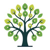 Vibrant Flat Tree with Brightly Colored Bicycle Chain Link Leaves in a High-Tech Setting vector