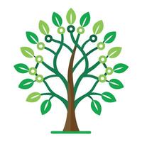 Intricate Flat Tree with Delicate Bicycle Chain Link Leaves in a Fantasy Setting vector