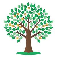 Vibrant Flat Tree with Brightly Colored Binary Code Leaves in a High-Tech Setting vector