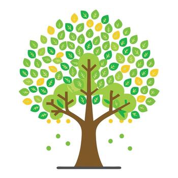 intrincado plano árbol con delicado binario código hojas en un fantasía ajuste vector