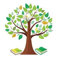 Minimalist Flat Tree with Simple Books as Leaves in a Minimal Setting vector