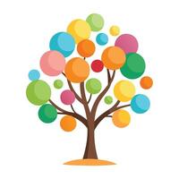 Beautiful Flat Tree with Bouncing Rubber Ball Leaves Create a Flat Style and Green Leaves vector