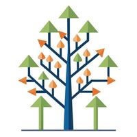 Flat Tree with Branches as Arrows Create a Flat Style and Green Leaves in a Garden Setting vector