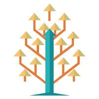 Flat Tree with Branches as Arrows Create a Flat Style and Green Leaves with Purple Flowers and Green Leaves vector