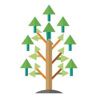 Detailed Illustration of a Flat Tree with Branches as Arrows Create a Flat Style and Green Leaves vector