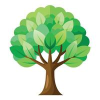 Flat Tree with Bright Gradient Leaves Generate a Flat Style and Green Leaves with Purple Flowers and Green Leaves vector