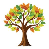 Beautiful Flat Tree with Brush Stroke Canopy Design a Flat Style and Green Leaves vector