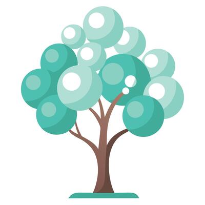 Flat Tree with Bubble-Like Transparent Leaves for a Delicate and Whimsical Design in a Garden Setting