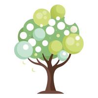 Flat Tree with Bubbles Floating as Leaves Design a Flat Style and Green Leaves in a Garden Setting vector