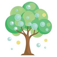 Beautiful Flat Tree with Bubbles as Leaves Design a Flat Style and Green Leaves vector