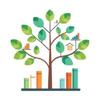 Tree of Business Growth with Chart Leaves vector