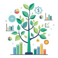 Growth Chart Leaves for Business Tree vector