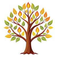 Tree of Wisdom with Burning Candle Leaves vector