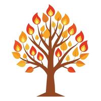 Candle Flame Leaves for Flat Tree Generate Design vector