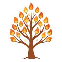 Flat Tree Design with Candle Flame Leaves Generate vector