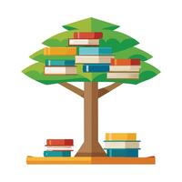 Innovative Tree with Canopy Composed of Stacked Books in a Modern Style vector