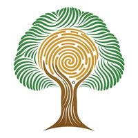 Imaginative Tree with Canopy Designed Like a Human Finger in a Fantastical Design vector