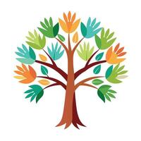 Innovative Tree with Canopy Formed by Intertwined Hands in a Modern Style vector